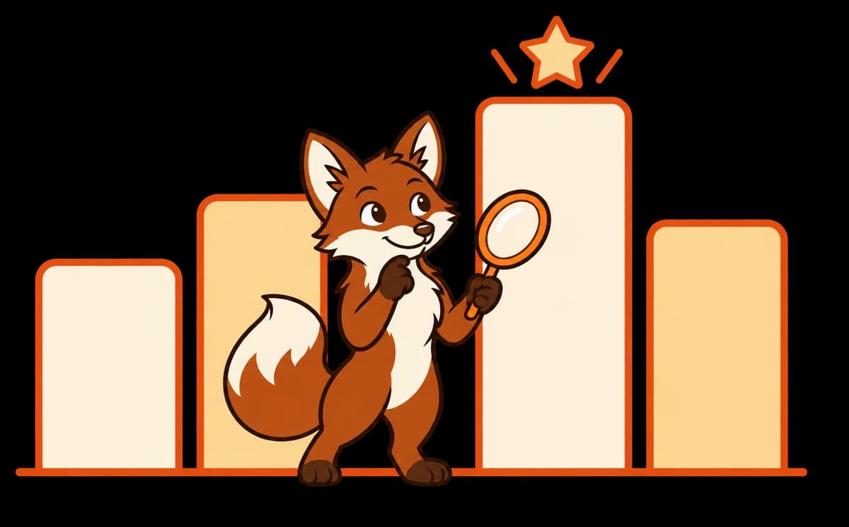 Warmi compares a shortlist of four tools with a magnifying glass, one marked with a star