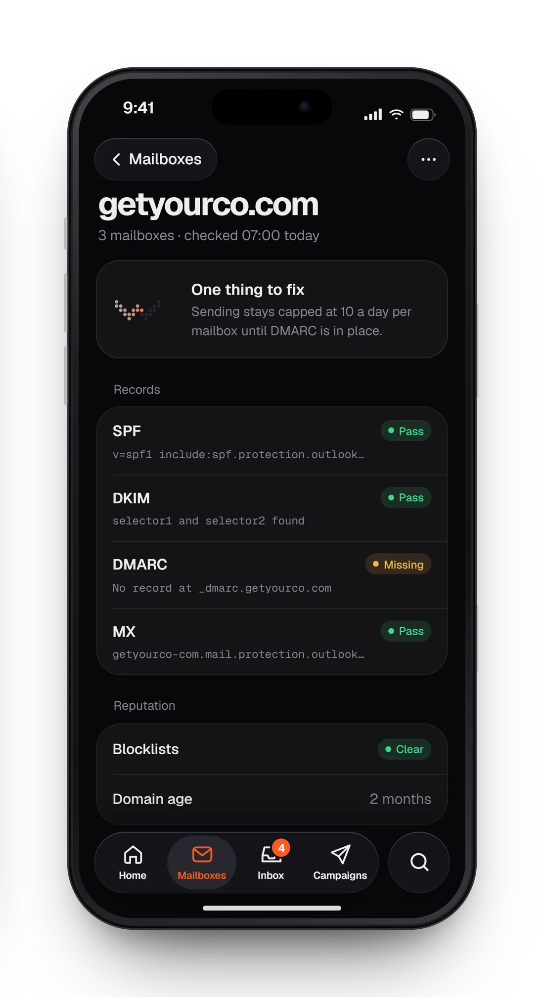 iPhone app design render: Domains and DNS
