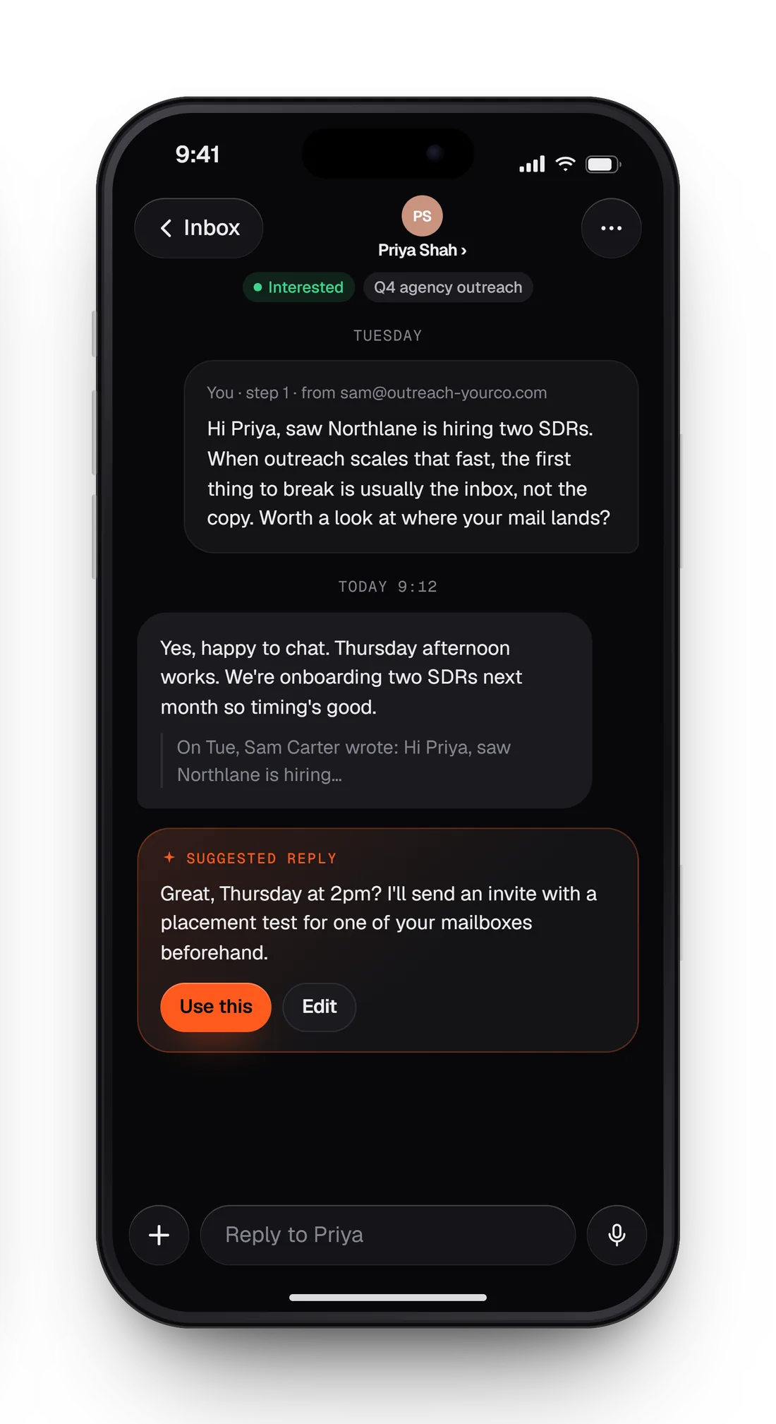 iPhone app design render: Thread