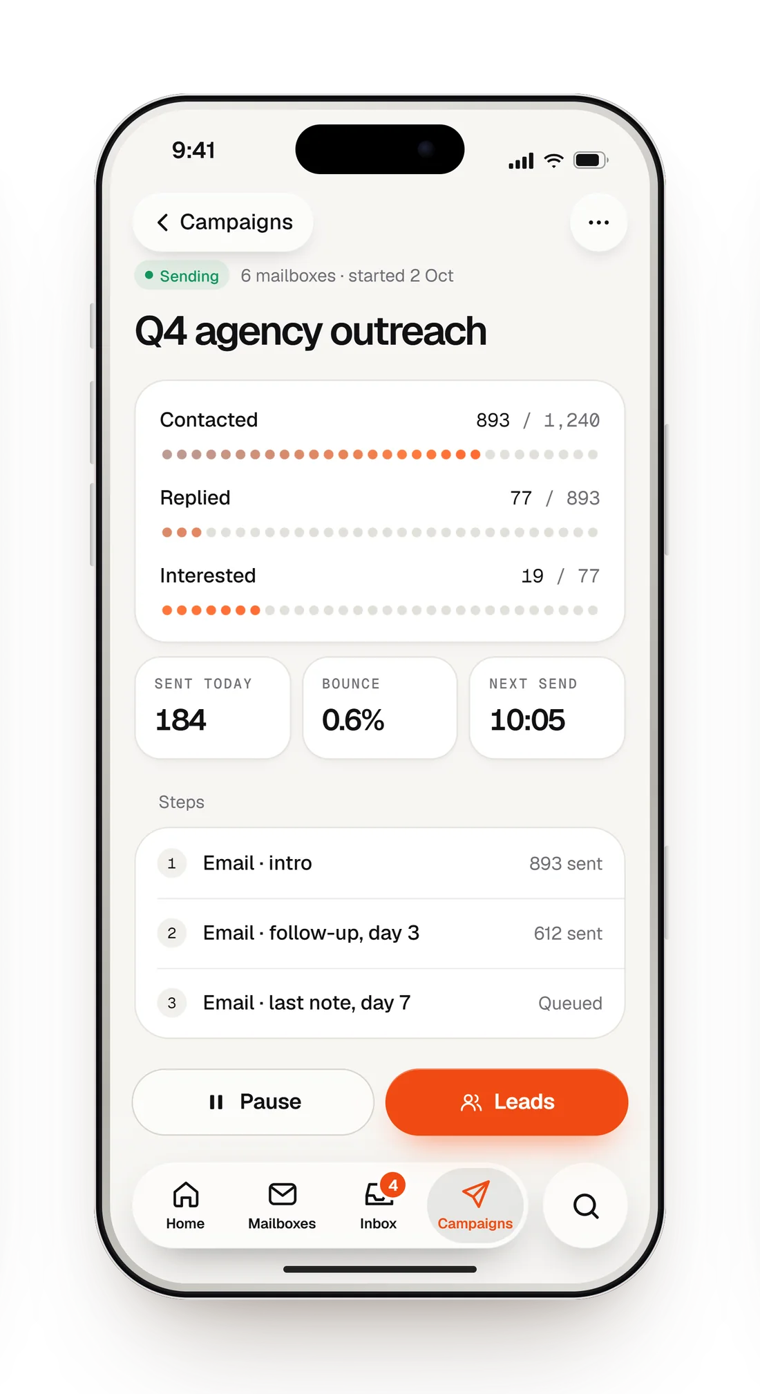 iPhone app design · campaign, light theme