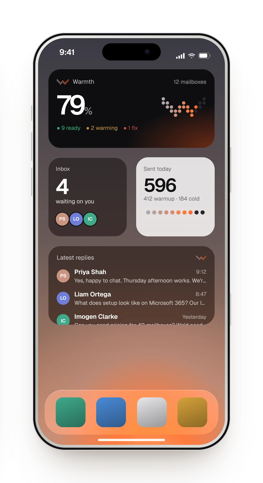 iPhone app design · widgets, light theme