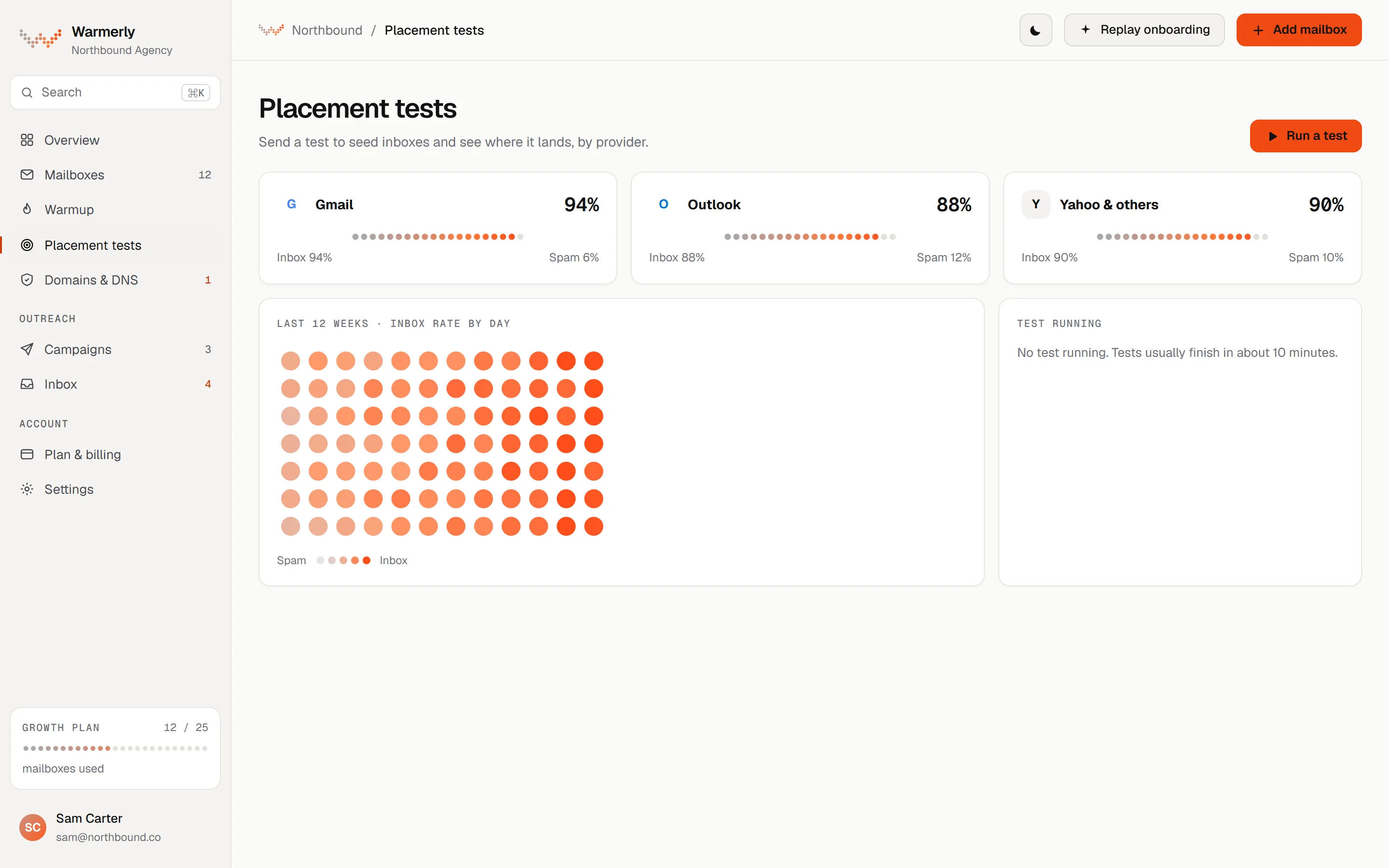 Placement tests, web app, light theme