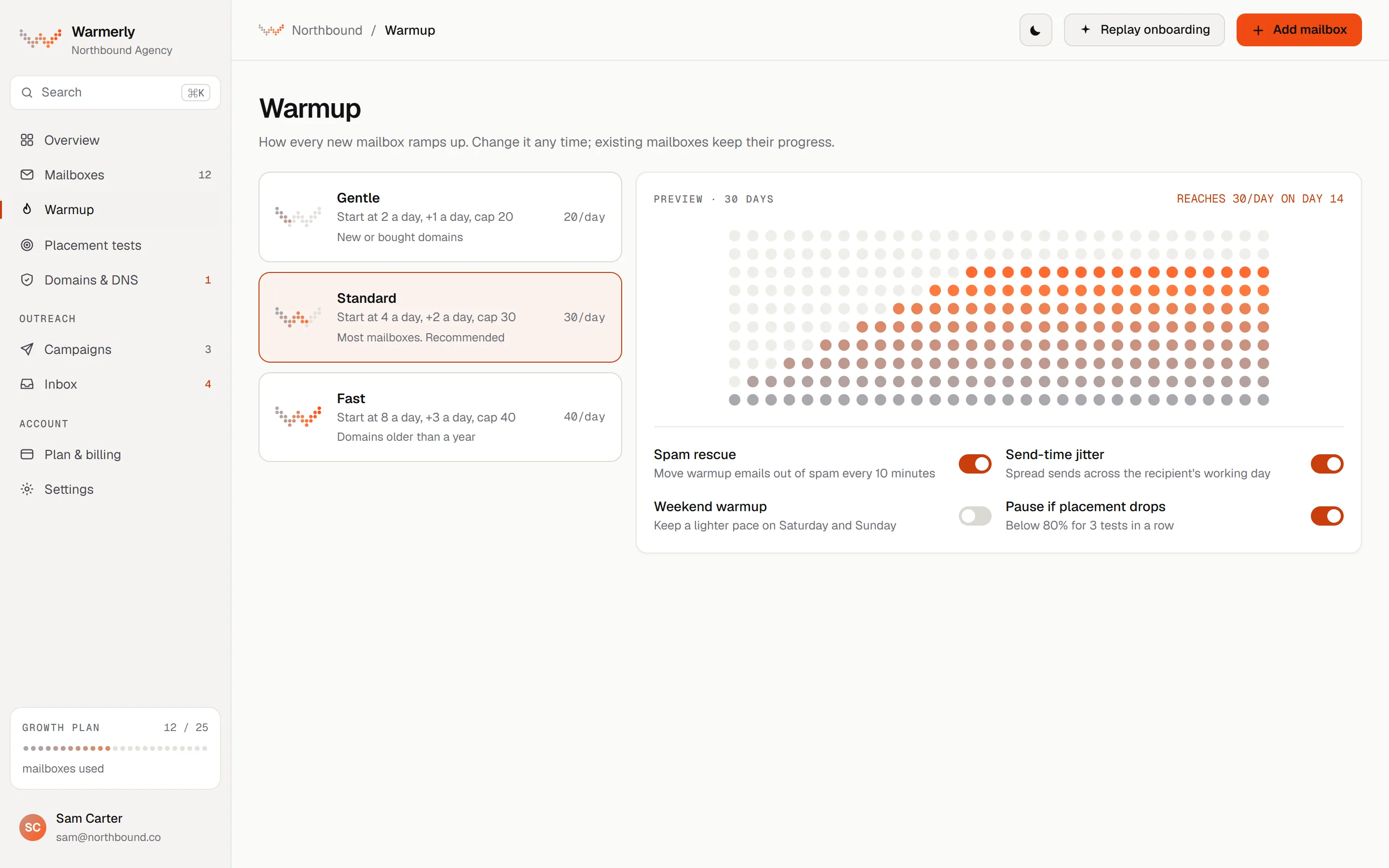 Warmerly Ramp screen, light theme