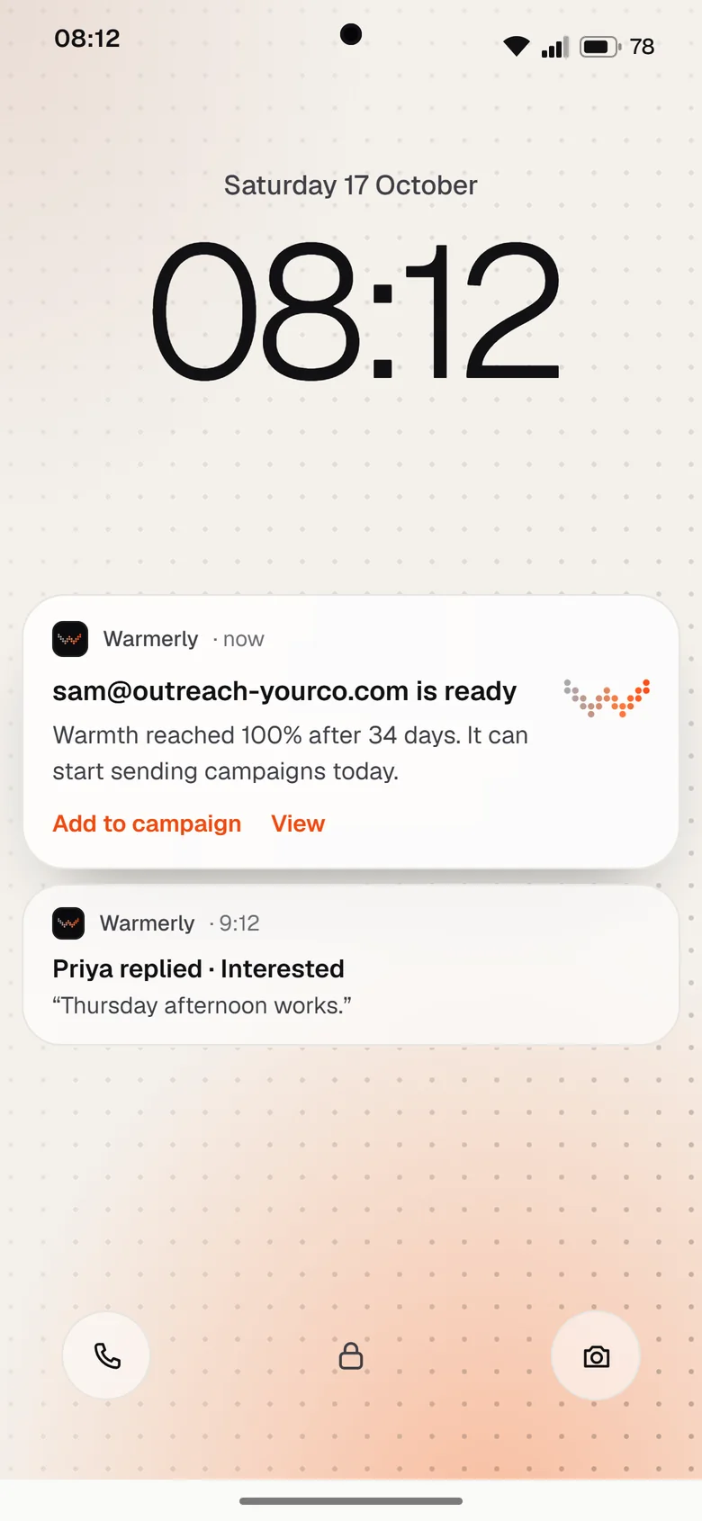 Android app design render: Notification